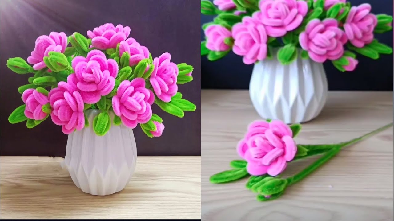 精巧なプラッシュのバラの飾り。100% 手作りで、機械は使用されていませ