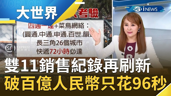 雙11購物節銷售紀錄再刷新! 破百億人民幣只花96秒｜主播王志郁｜【大世界新聞】20191111｜三立iNEWS - 天天要聞