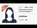 501 | Lekshma | Learner Feedback I MAJDM I Orientation Program | No.1 IGNOU Coaching #learnwise