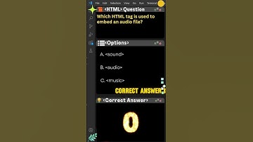 HTML Coding 101: Q24 Which HTML tag is used to embed an audio file? #html #css #shorts