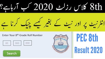 8th Class Result 2020 | How to check 8th Class Result |Punjab Examination Commission PEC Grade 8