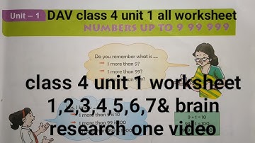 DAV Class 4 maths unit 1 worksheet all ।। Class 4 math chapter 1 worksheet all dav public school