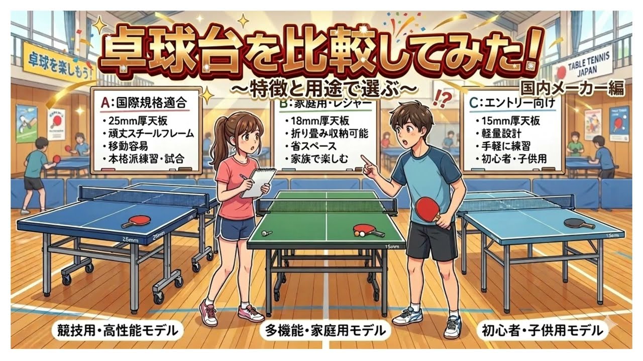 【卓球】卓球台を比較してみた（日本国内メーカー）