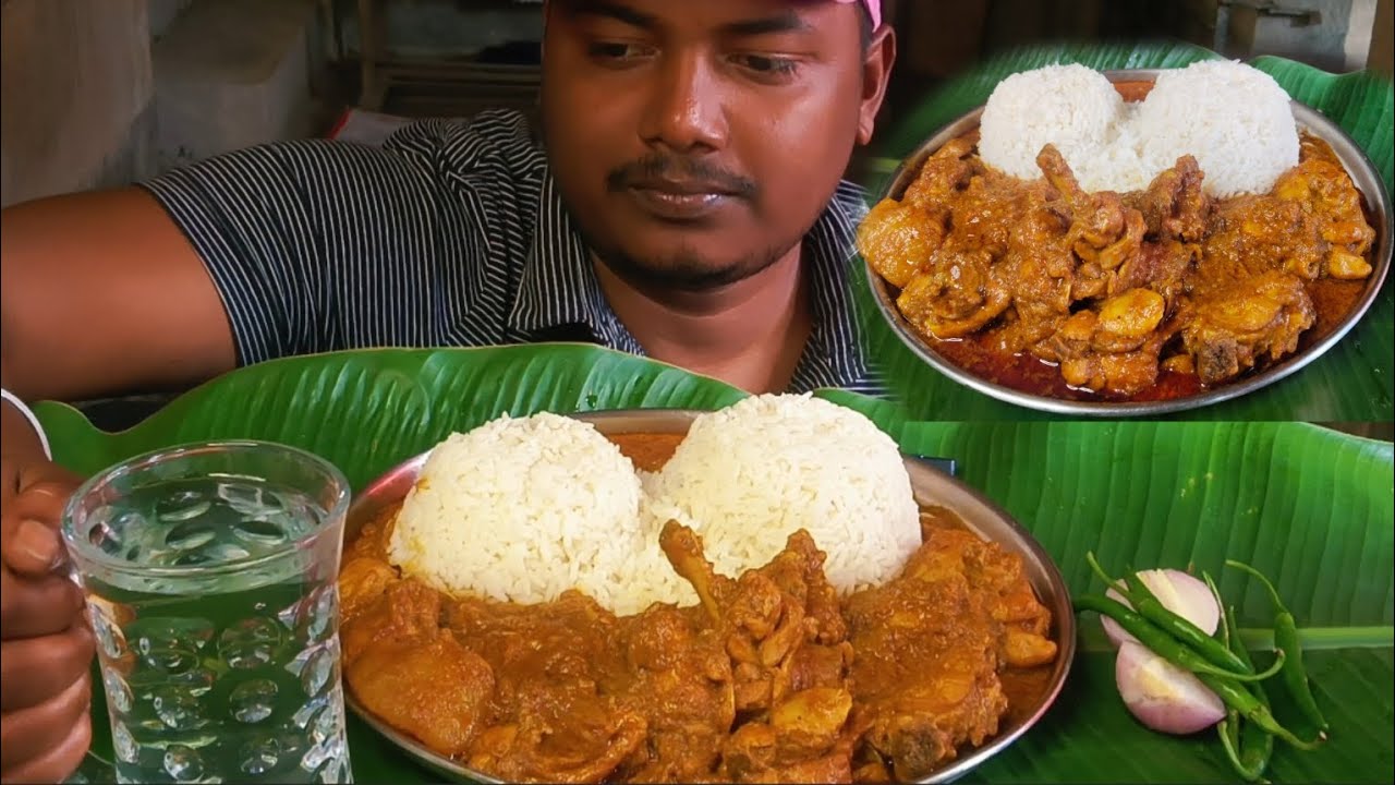 Bigbite🔥Spicy Spicy Gravy Chiken Curry🍗With Basmati Rice And Salad Eating!Mukbang Eating