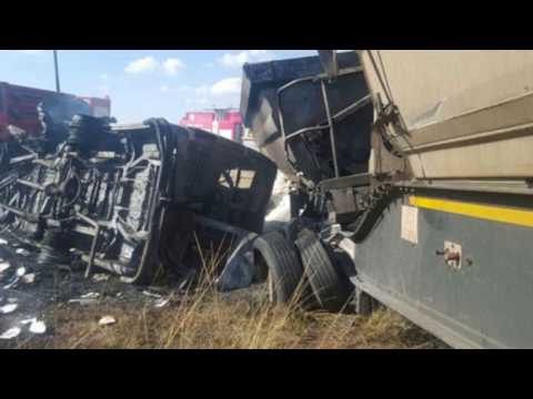 20 children killed after mini bus crash into truck and EXPLODED, Mpumalanga, Pretoria, South Africa,