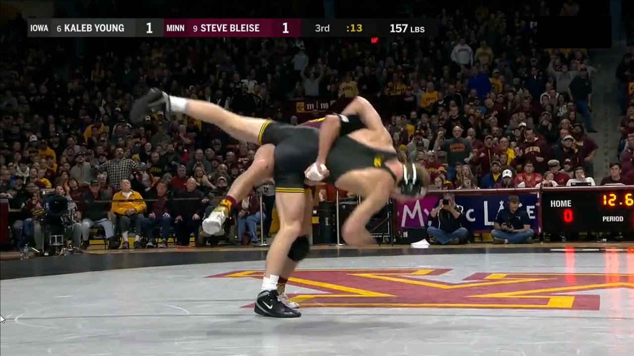 Kaleb Young Throw- Iowa vs. Minnesota Wrestling Dual