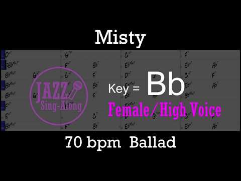 Misty - with Intro + Lyrics in Bb (Female) - Jazz Sing-Along