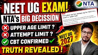 🚨 NTA's Big Update - Age Limit &amp; Attempt Limit On NEET❓CBT Mode Exam in NEET❓#neet2027 #neet #nta