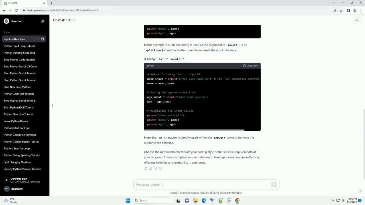 how to take input in next line in python - YouTube
