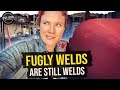 The ugliest welds of all time! Floor pan time! In the shop with Emily EP 93