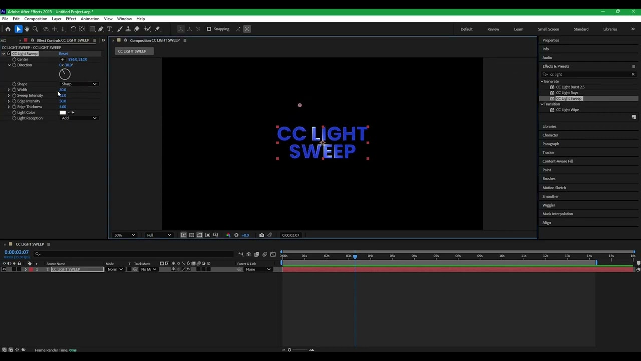 How to apply CC Sweep Light in After Effects. #aftereffects #aftereffectstutorial #beginnertutorial