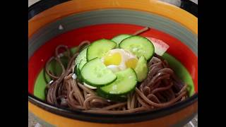 E-kebun Cooking video - Cold Soba noodles with cucumbers and dipping sauce