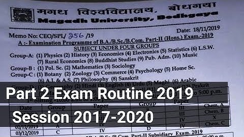 Magadh University BA/BSc/BCom/Part 2 Exam Routine||MU Part 2 Exam program