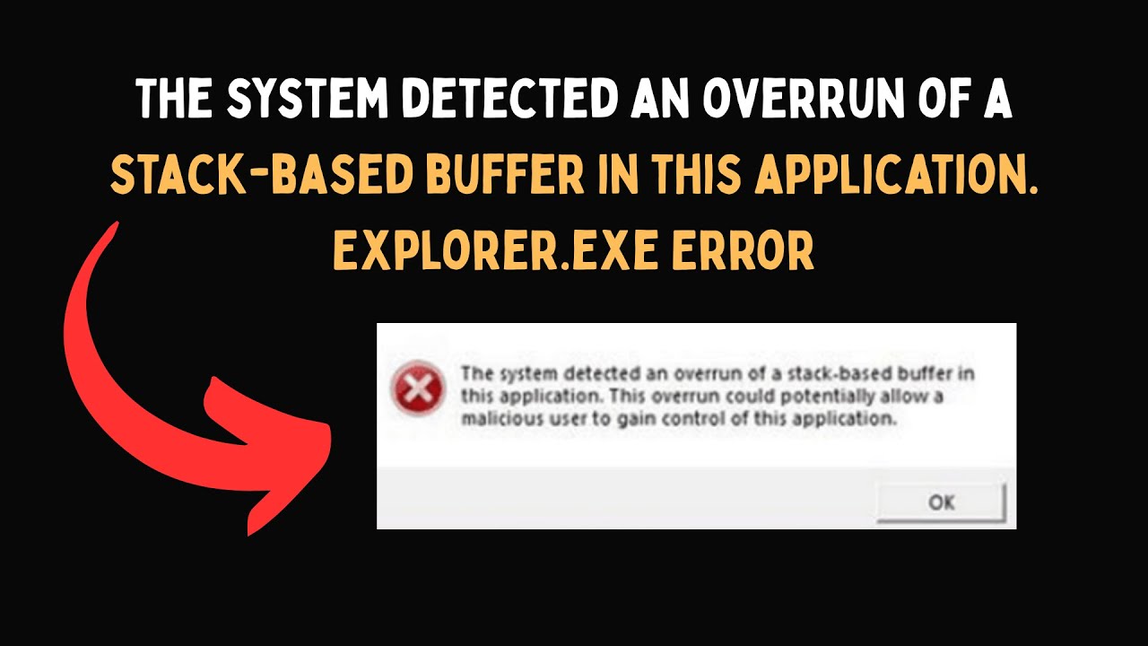 The system detected an overrun of a stack based buffer in this