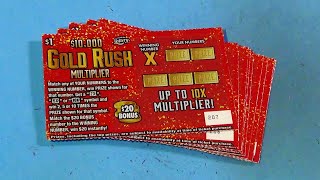 SOOD 1702: TEN $1 GOLD RUSH MULTIPLIER FL Lottery Scratch Tickets