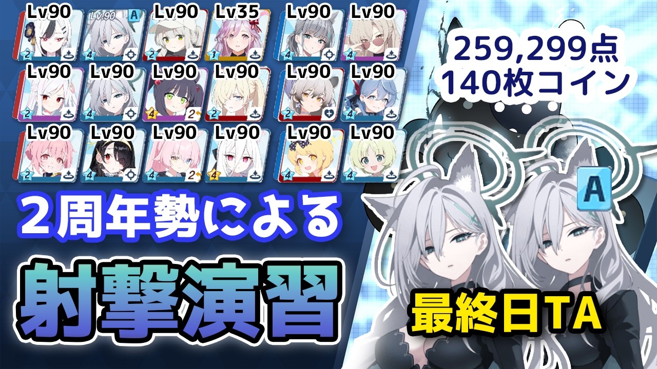 【#ブルアカ】TA動画!Score:259,299pt(140枚)合同火力演習 第16回射撃演習(S55) 特殊装甲 屋外【無編集】