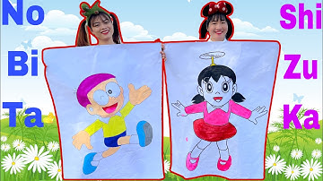 Thử Thách Tô Màu Tranh Nobita Và Shizuka Khổng Lồ Siêu Đẹp | Tuyết Tuyết TV