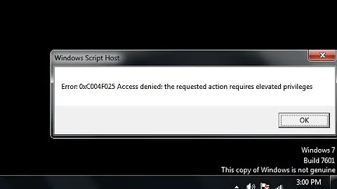 Error: 0xC004F025 Access denied: the requested action elevated privileges || windows7 build 7601