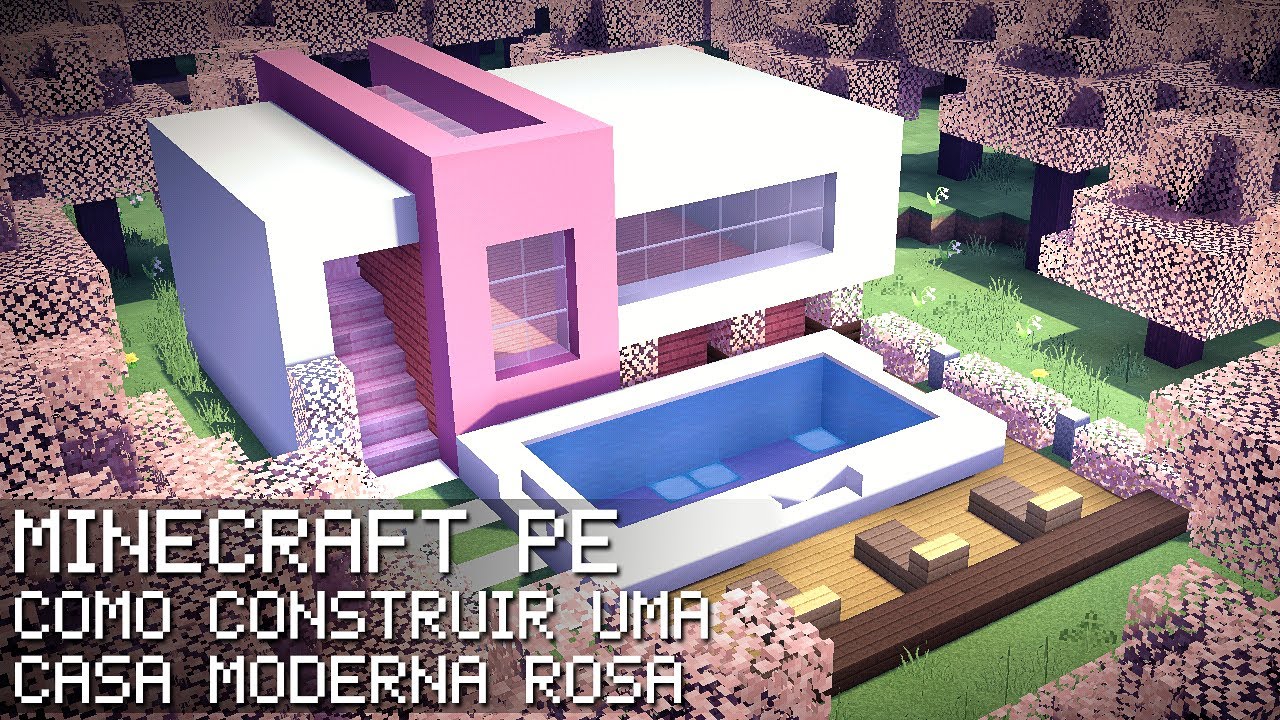 ⛏️ Tutorial de Minecraft :: 😍 Casa moderna color rosa minecraft 🏩 