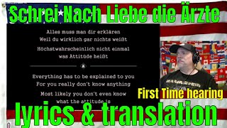 Schrei Nach Liebe die Ärzte  lyrics & translation - REACTION - First Time hearing