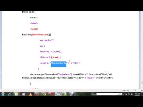 BREAK STATEMENT IN JAVASCRIPT DEMO