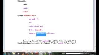 BREAK STATEMENT IN JAVASCRIPT DEMO