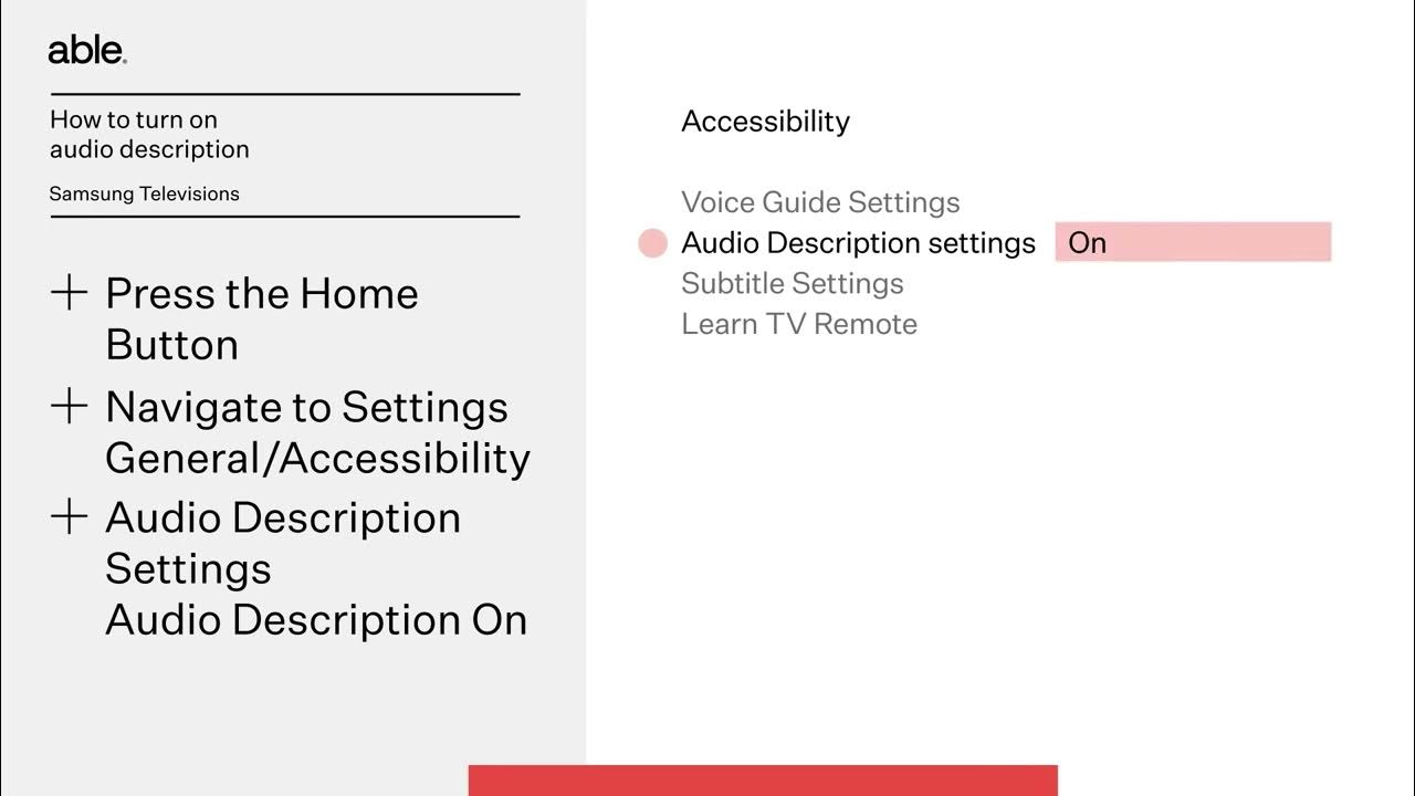 How to turn on audio description on Samsung TVs YouTube