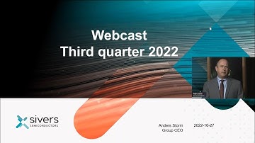 Sivers Semiconductors Group CEO Anders Storm presents the quarterly report 27th of Oct 2022