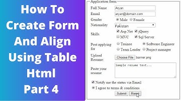 How To Create Form And Align Using Table Html Part 4