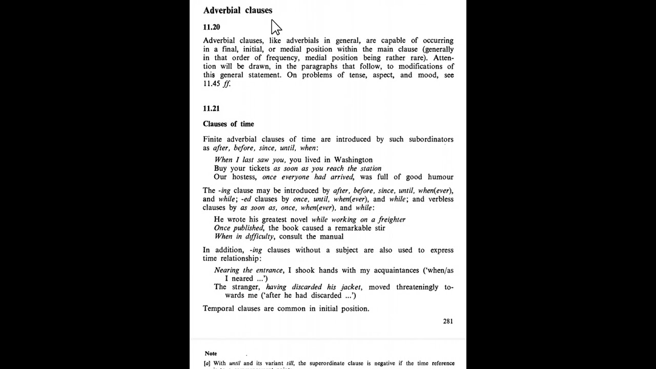 11.20 نحو مرحلة رابعة | a University Grammar of English | Adverbial clauses clauses of time