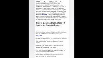 CISCE Board Exam 2023: Check Subject-Wise ISC 12th Specimen Question Papers Here