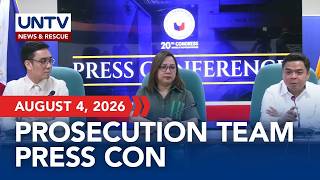 Prosecution team holds Day 12 press conference on VP Sara Duterte impeachment trial | August 4, 2026