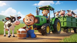 BiBi Monkey & the Happy Farm Milk Adventure! 🐒🐄🚜🌾 | Monkey Family
