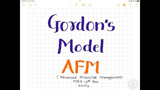 Gordon Model- Imp Q.1 ( AFM) MBA 3rd Semester S.P. P. U.