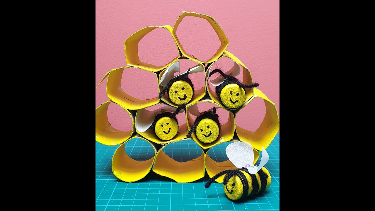 A paper roll honeycomb beehive - YouTube