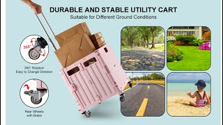 MACOPRO Folding Utility Cart Portable Rolling Crate Handcart Shopping Trolley Collapsible Tool Box