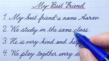 Cursive Writing Practice | 10 Lines Essay On My Best Friend | English Cursive Handwriting Practice