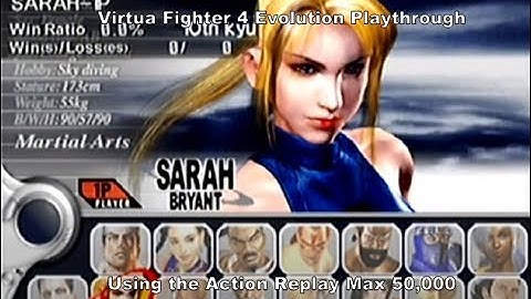 Virtua Fighter 4 Evolution Sarah Playthrough using the Ps2 Action Replay Max 50,000 :D #Playstation