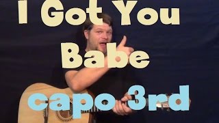 I Got You Babe (Sonny and Cher) Easy Guitar Lesson How to Play Tutorial Capo 3rd & 4th