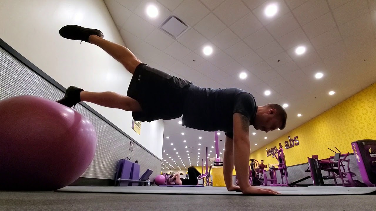 Plank w/alternating single leg raises on fitness ball (90th vid) - YouTube