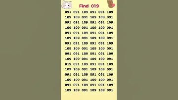 Find 019 -  Test your high visual skills by finding the hidden number in 9 secs #trendingshorts