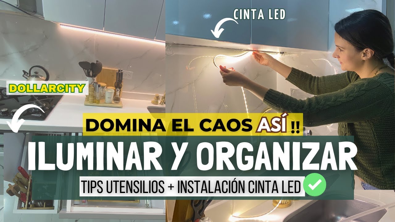 REVOLUCIONA tu COCINA con Organización PRACTICA e INGENIOSA ✅ Instalé CINTA LED- Fácil PASO a PASO✨