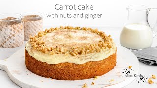 Carrot cake with walnuts and ginger