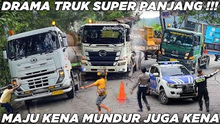 SAMPAI DIJAGA POLISI !!! Truk Muatan Panjang Menderita, Maju Kena Mundur Kena di Sitinjau Lauik