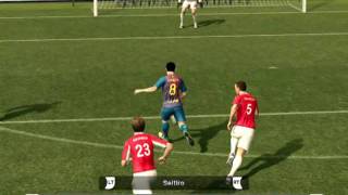pes 2012 awesome bergkamp trick and goal from iniesta