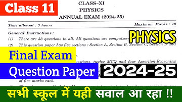 Class 11 PHYSICS Annual Exam Question Paper 🔥|2025|