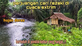 PERJUANGAN CARI REZEKI DI GUYUR HUJAN DERAS, BERTEDUH DI PONDOK KEBUN