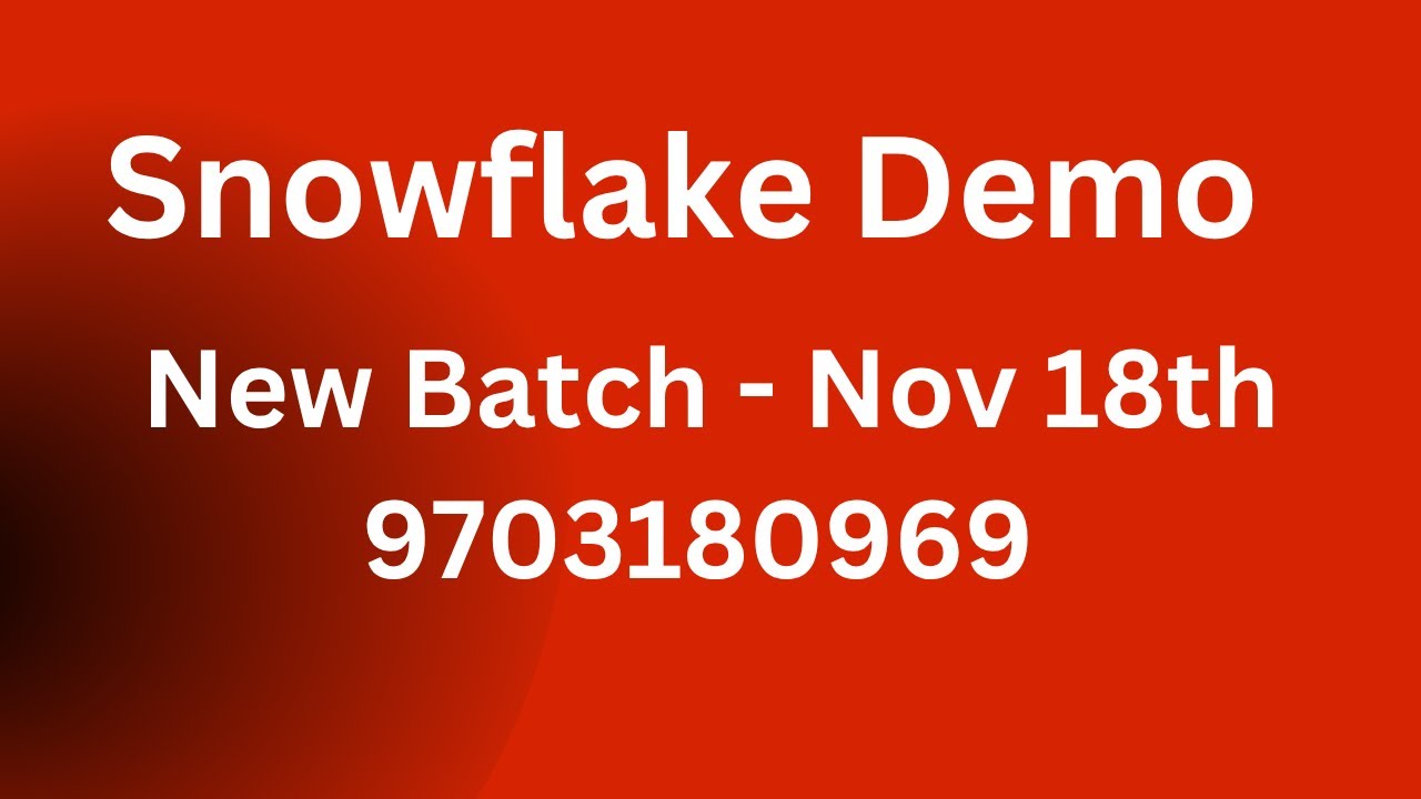 Snowflake Data Engineering Demo Videos | New Batch Nov 18th 2025