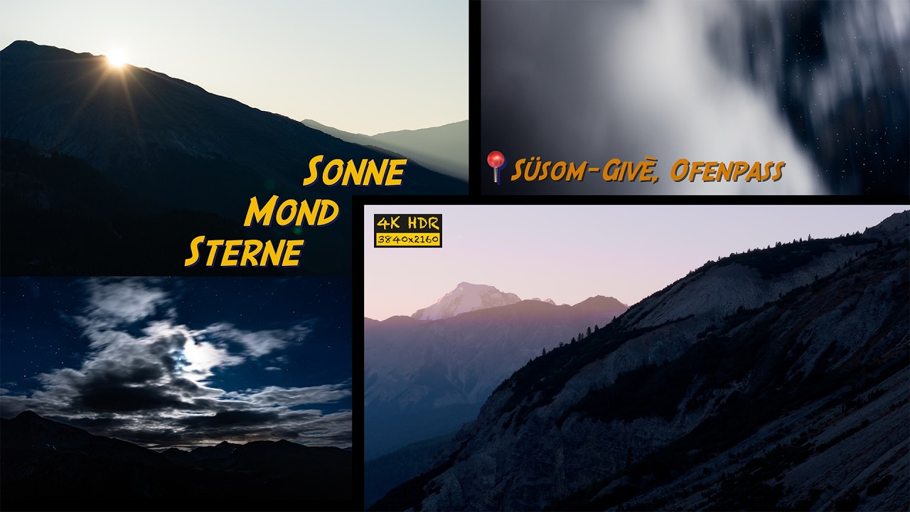 Sonne, Mond und Sterne Ofenpass HDR - Ultimativer Sonnenaufgang beim Hotel Süsom-Givè, Bio-Frühstück