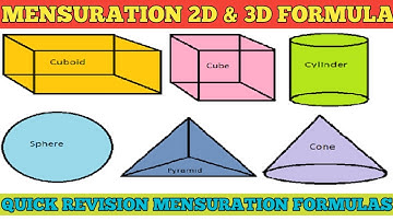 MENSURATION Formula Revision // mensuration 2D 3D Formula quick revision